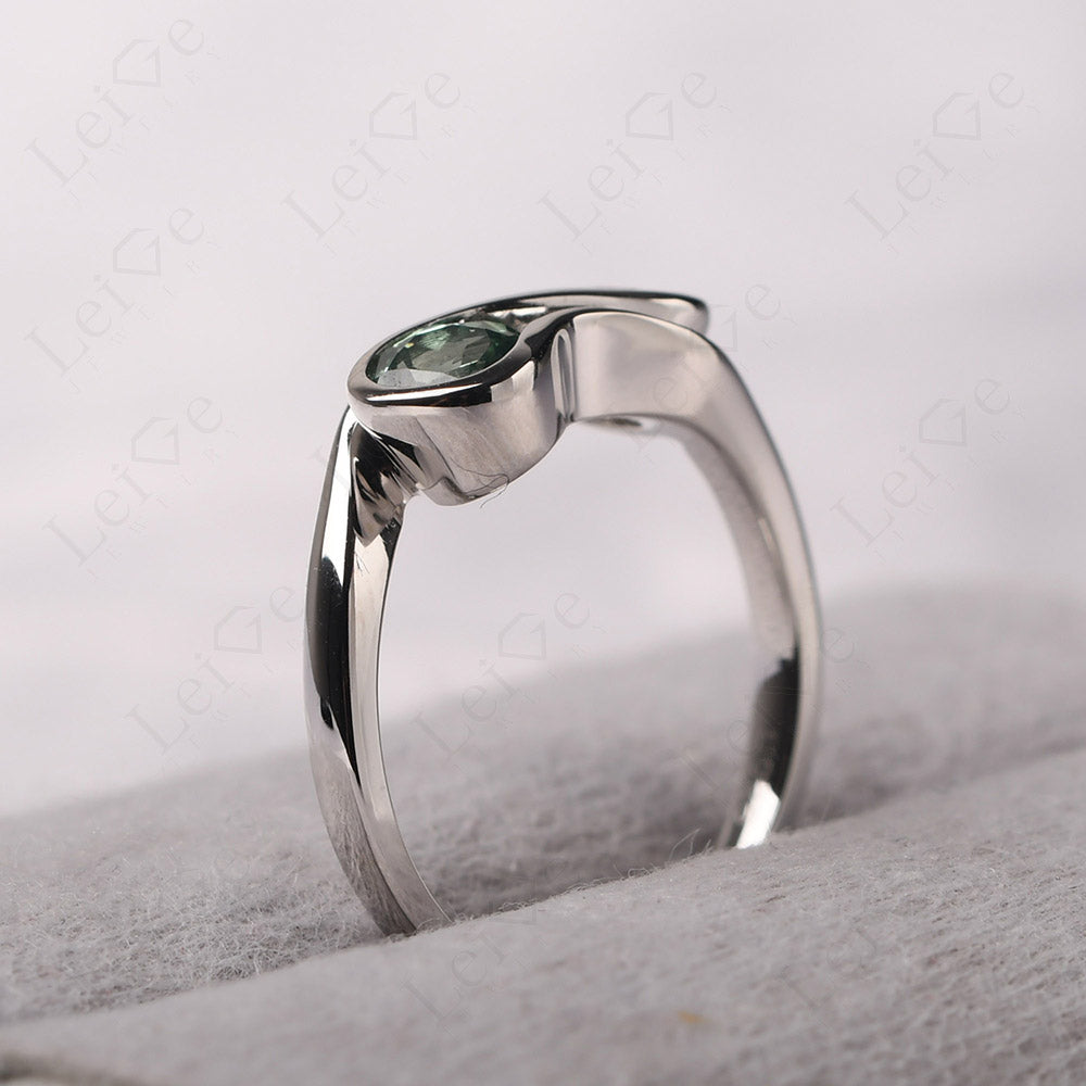 Cubic Zirconia And Green Sapphire Ring Double Stone Engagement Ring