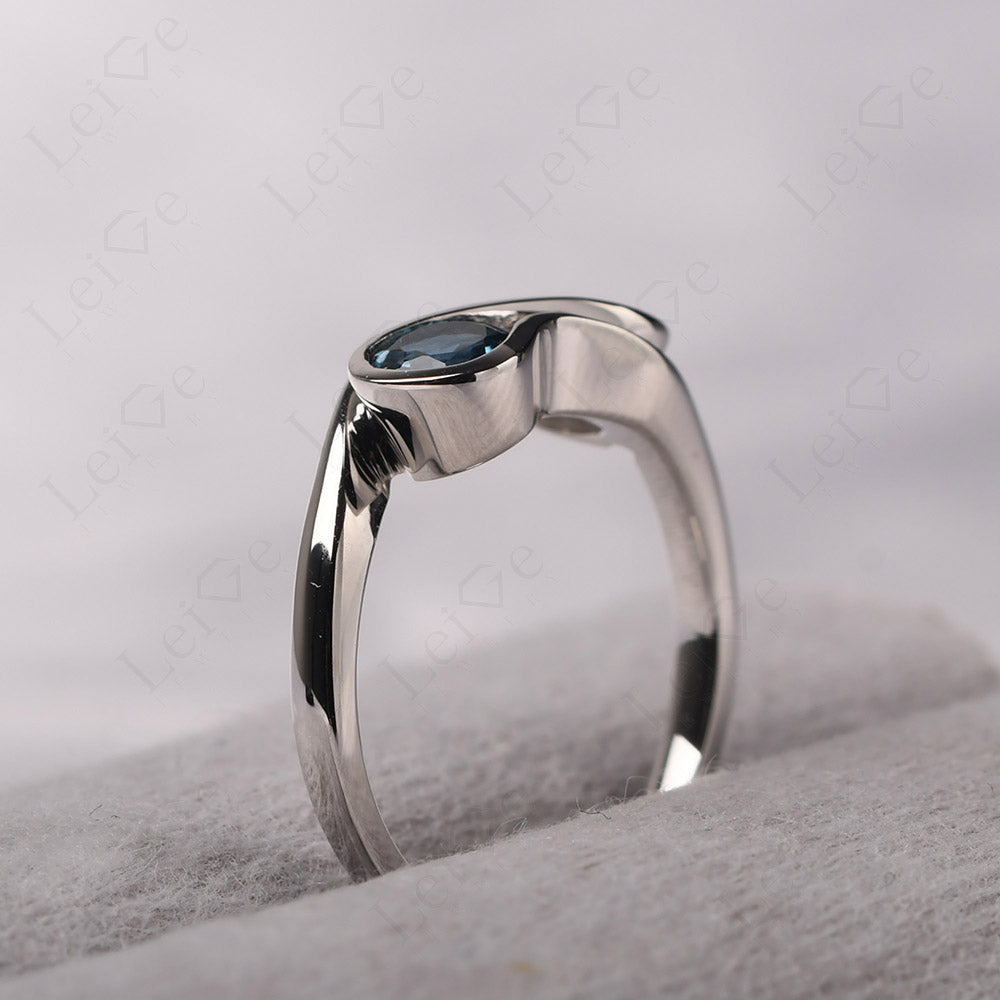 Cubic Zirconia And London Blue Topaz Ring Double Stone Engagement Ring