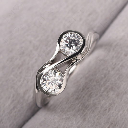 Cubic Zirconia Ring Double Stone Engagement Ring