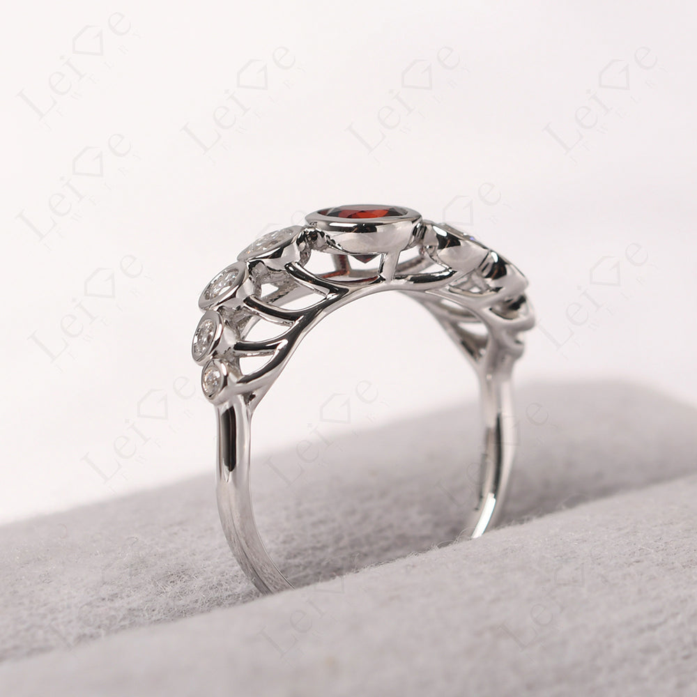 Twisted Multi Stone Garnet Ring