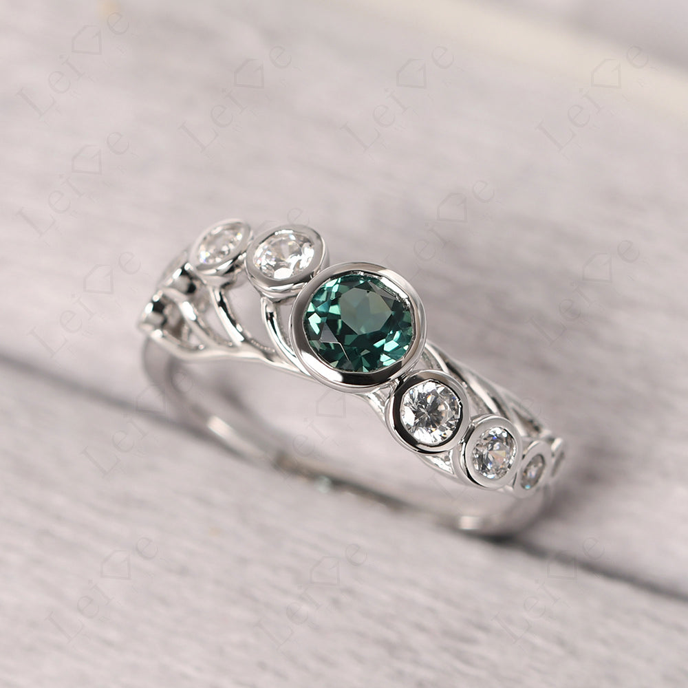 Twisted Multi Stone Green Sapphire Ring