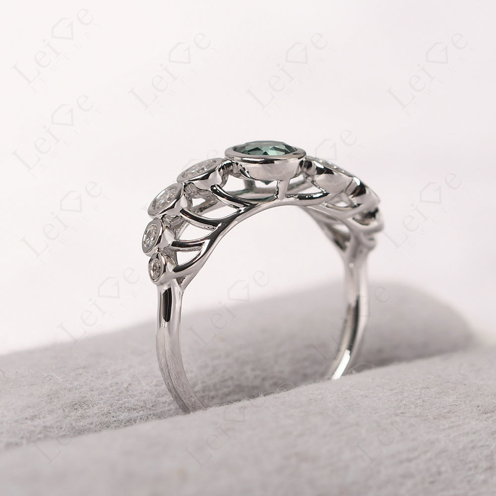 Twisted Multi Stone Green Sapphire Ring