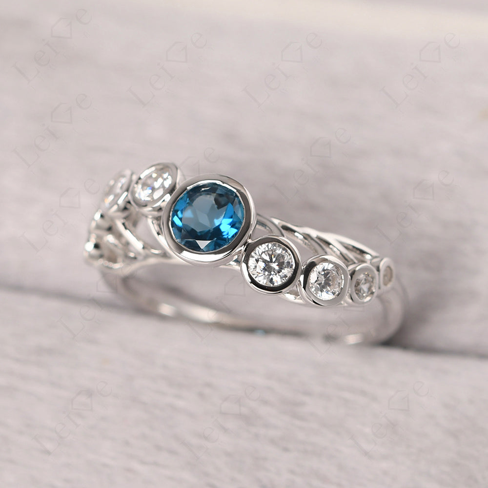 Twisted Multi Stone London Blue Topaz Ring