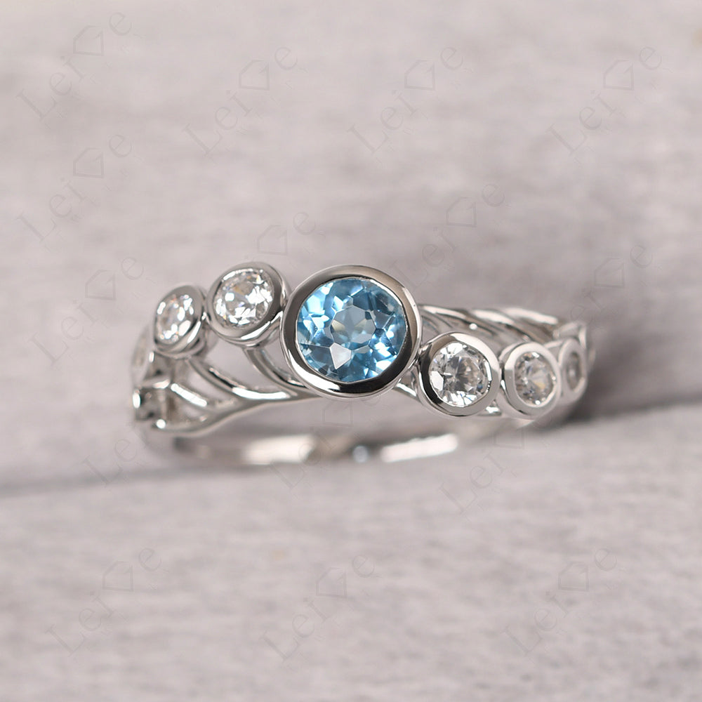 Twisted Multi Stone Swiss Blue Topaz Ring