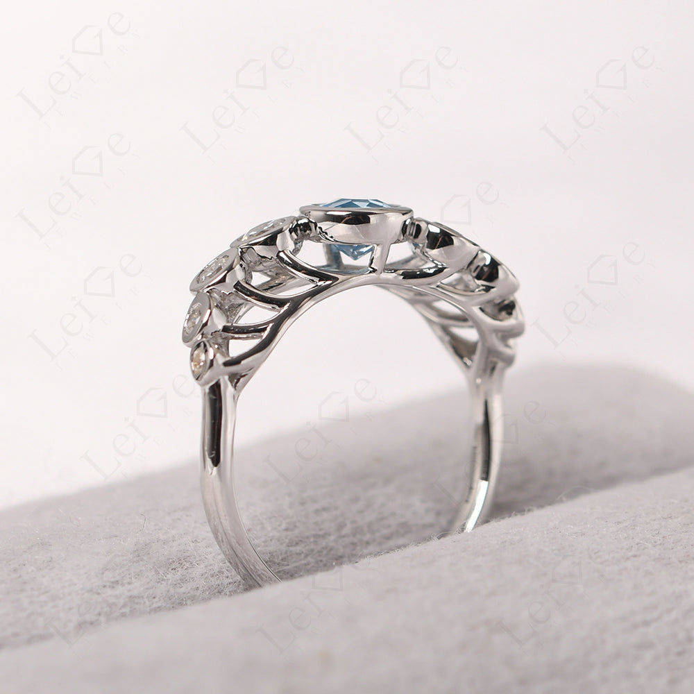 Twisted Multi Stone Swiss Blue Topaz Ring