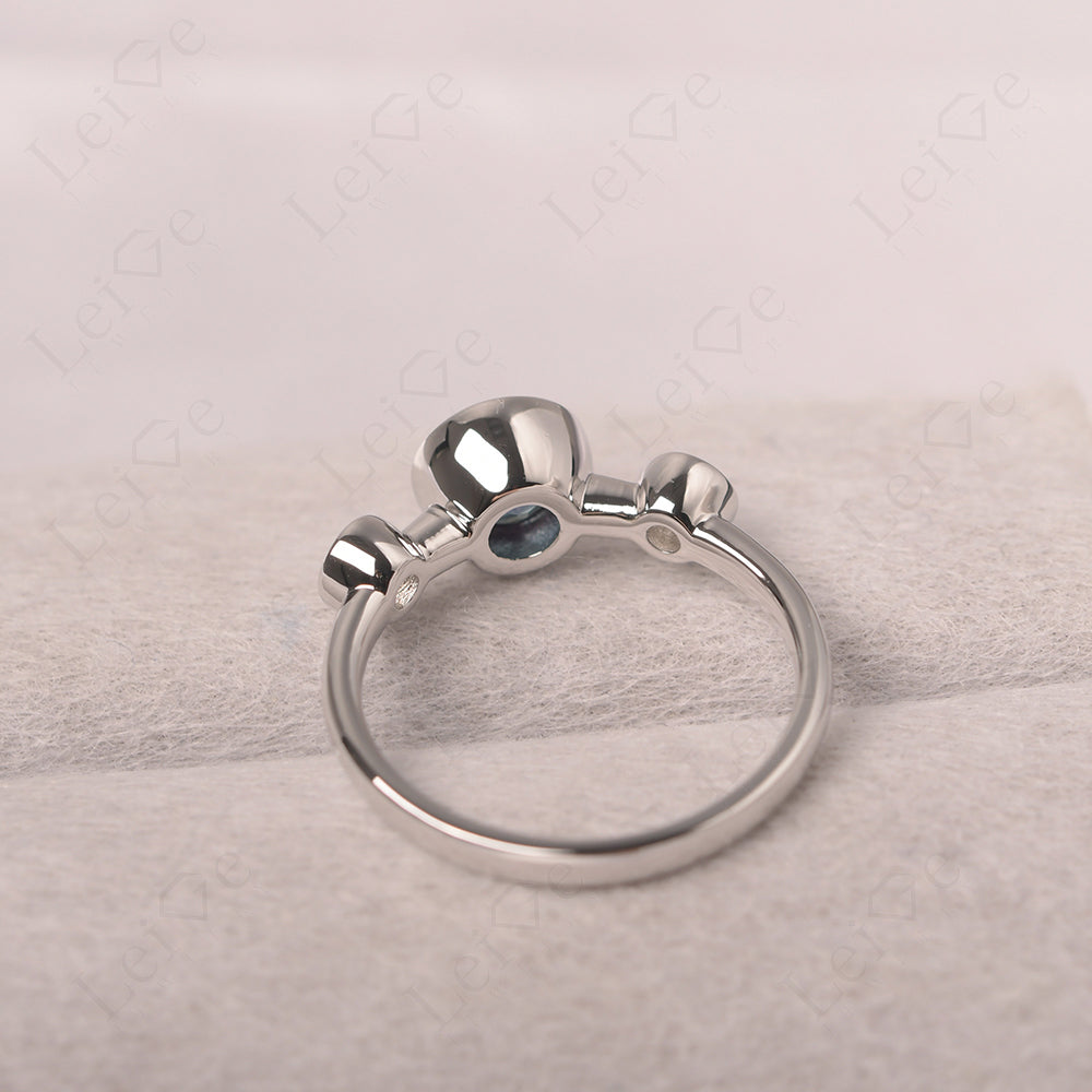 Alexandrite Wedding Ring 3 Stone Bezel Set Ring