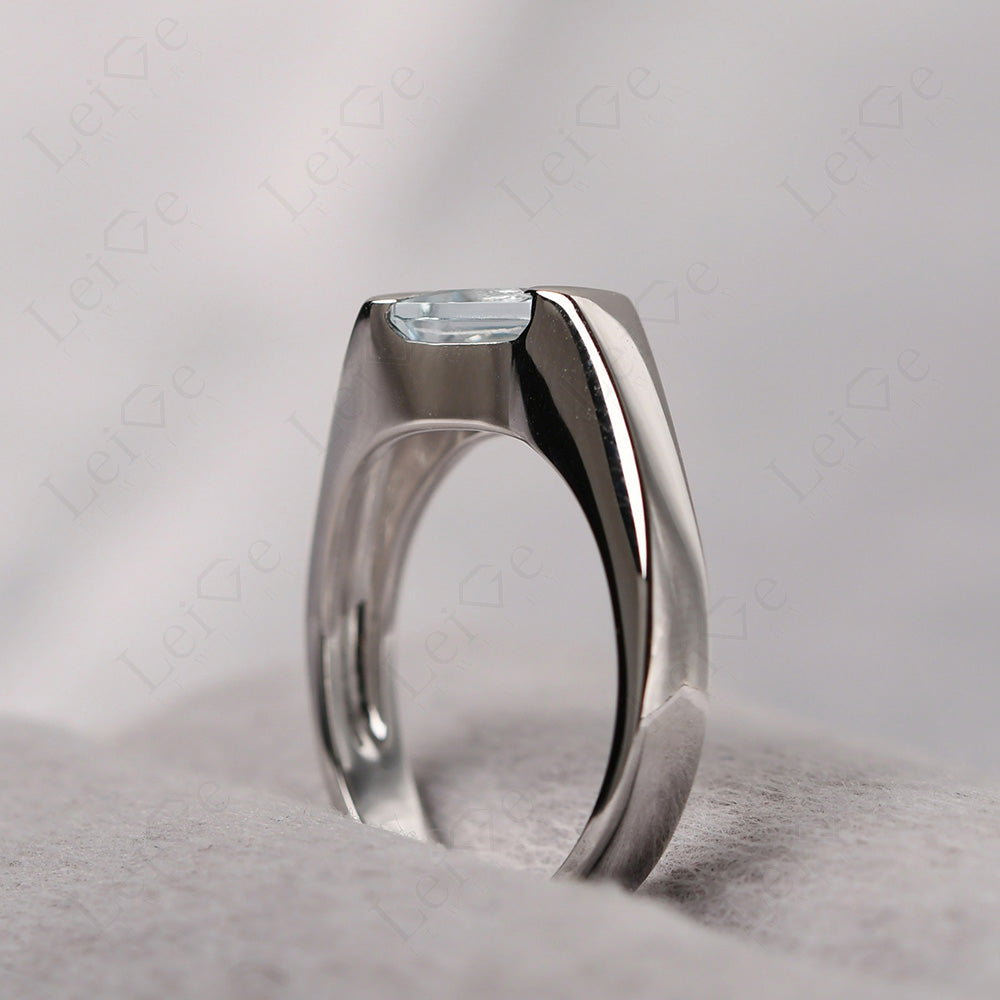 Mens Aquamarine Ring Sterling Silver