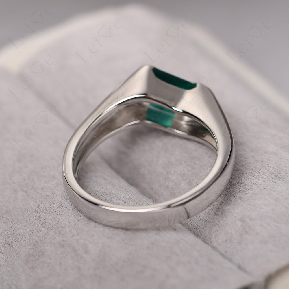 Mens Emerald Ring Sterling Silver