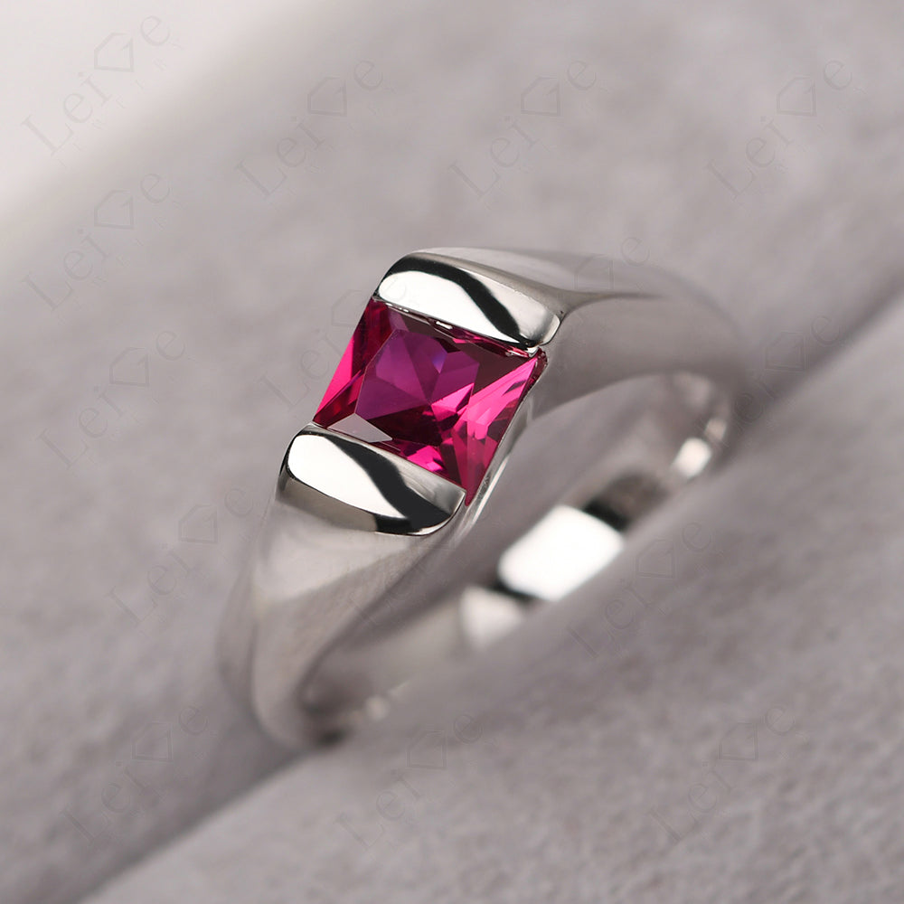 Mens Ruby Ring Sterling Silver