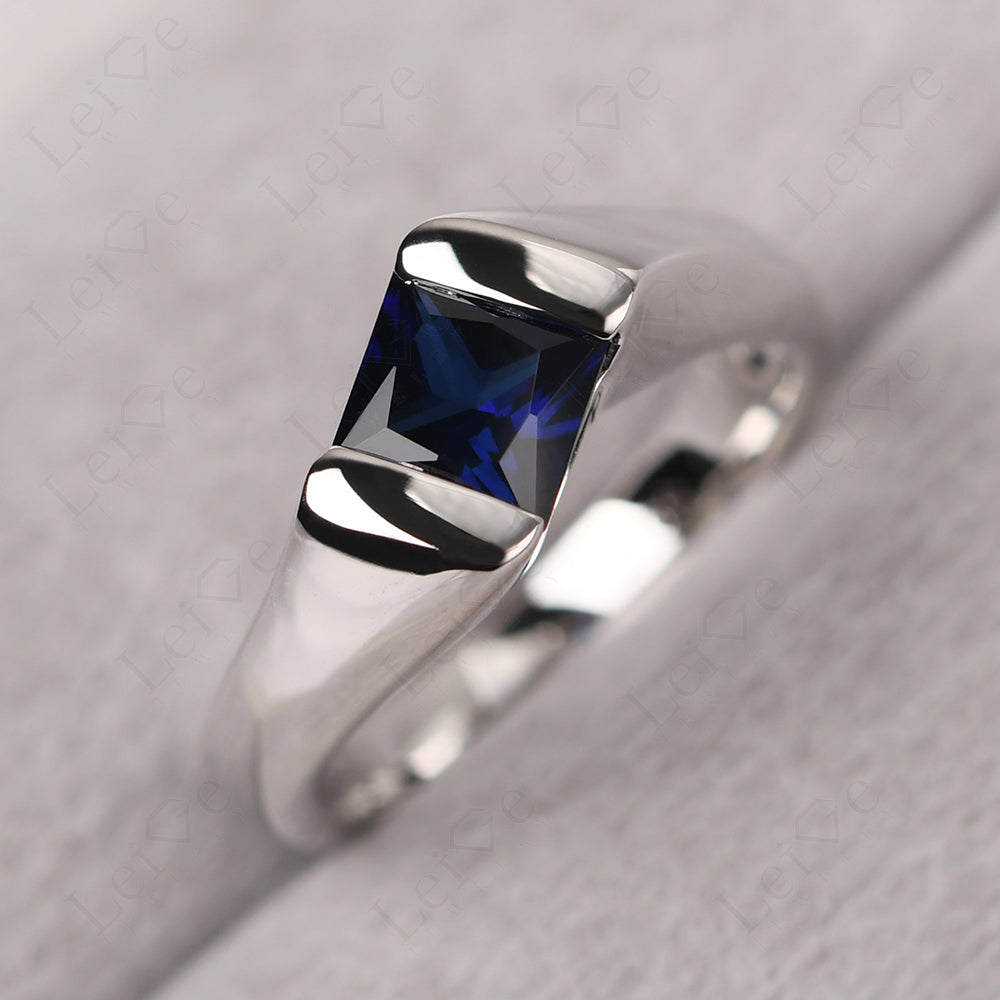 Mens Sapphire Ring Sterling Silver