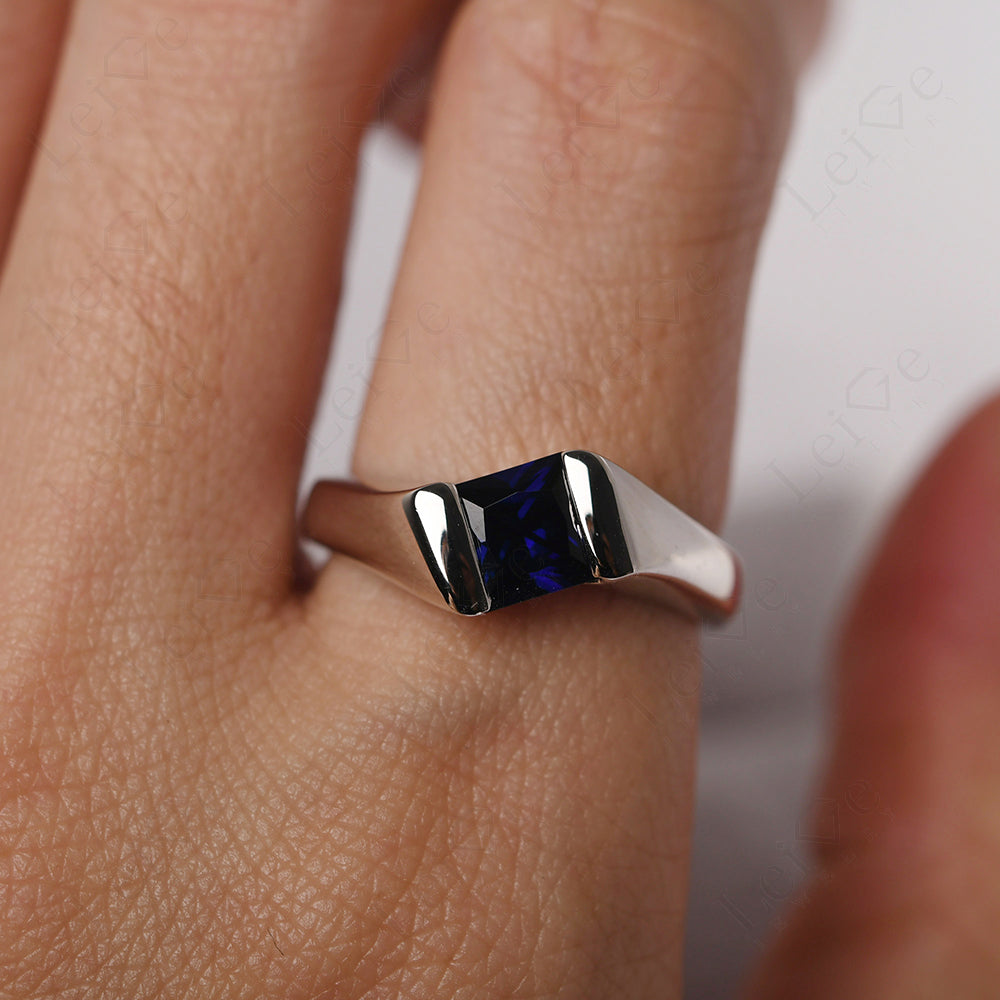 Mens Sapphire Ring Sterling Silver