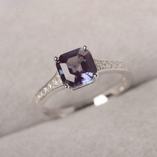 Alexandrite Ring Asscher Cut Engagement Ring