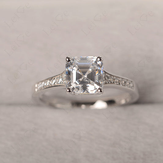 Cubic Zirconia Ring Asscher Cut Engagement Ring