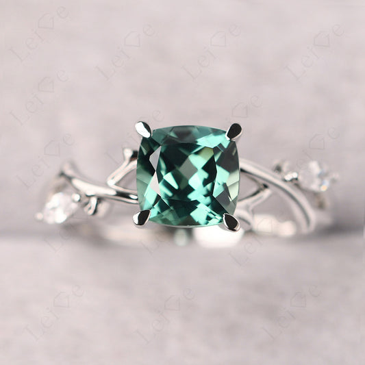 Cushion Cut Green Sapphire Ring