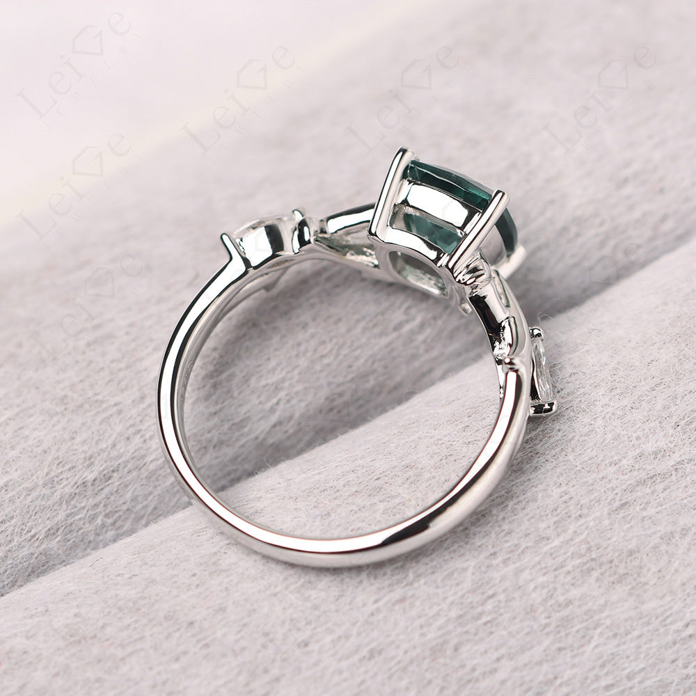 Cushion Cut Green Sapphire Ring