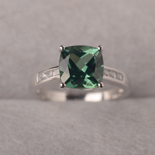 Cushion Cut Green Sapphire Engagement Ring Gold