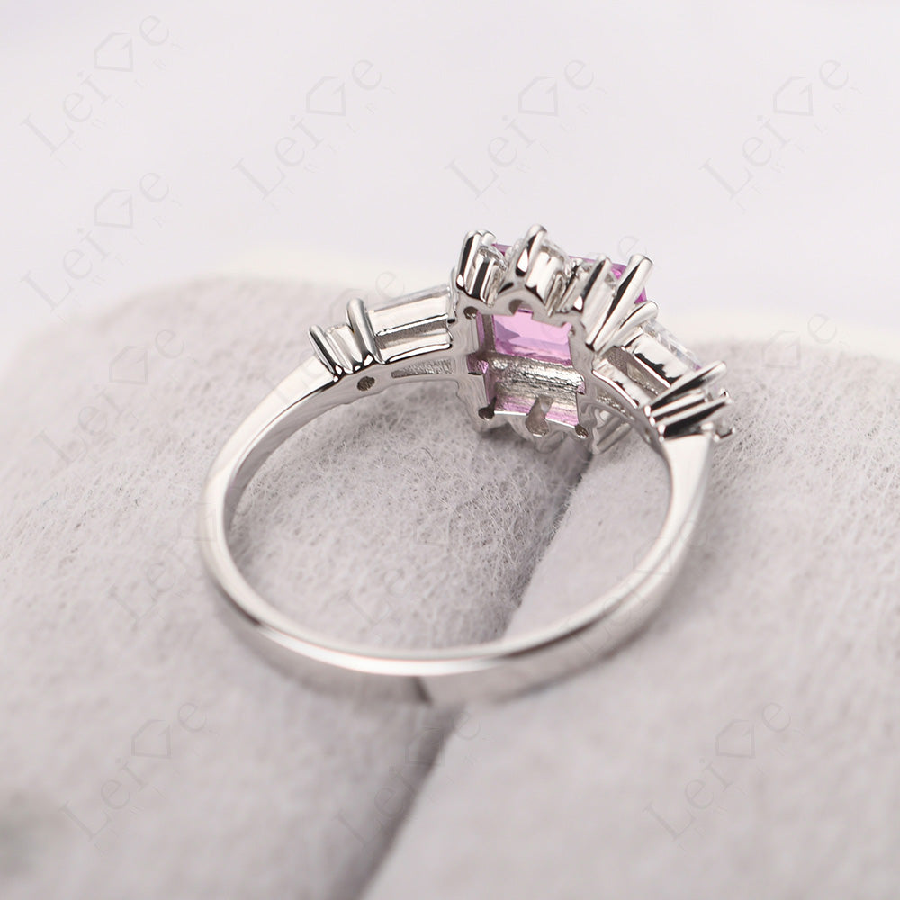 Emerald Cut Pink Sapphire Horizontal Ring