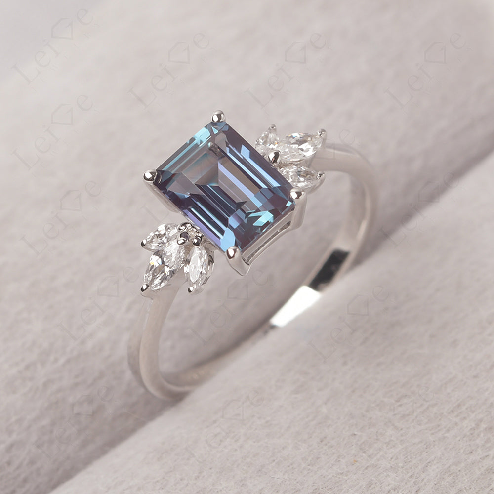 Alexandrite Ring Emerald Cut Wedding Ring Gold