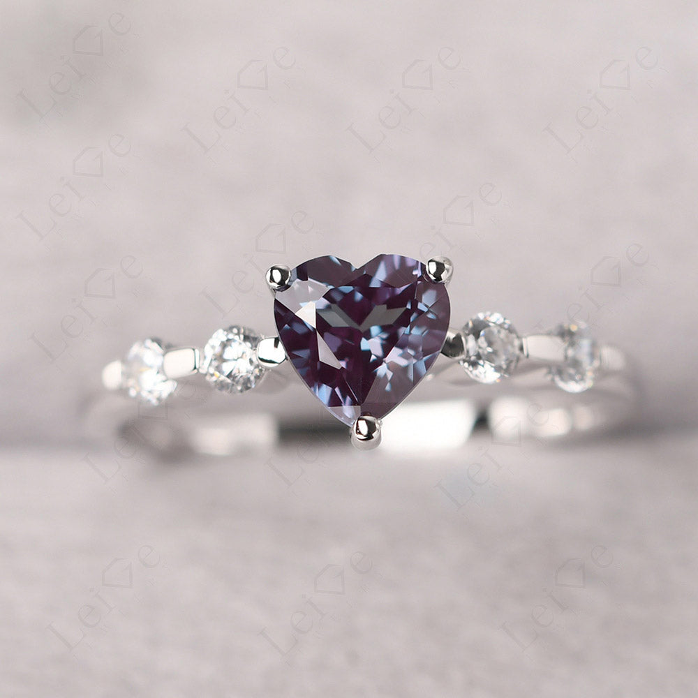 Dainty Heart Alexandrite Engagement Ring