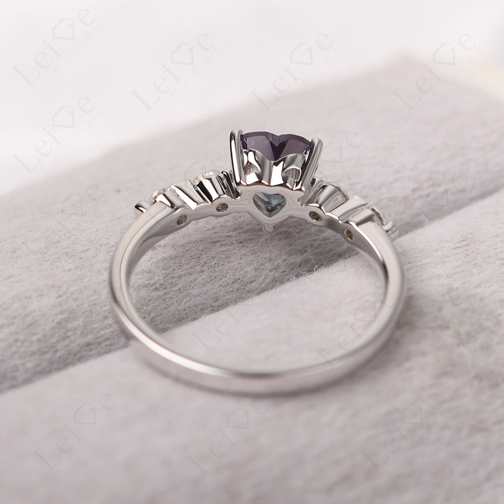 Dainty Heart Alexandrite Engagement Ring