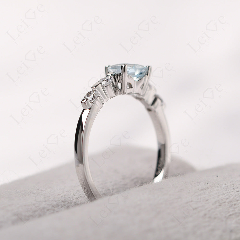 Dainty Heart Aquamarine Engagement Ring