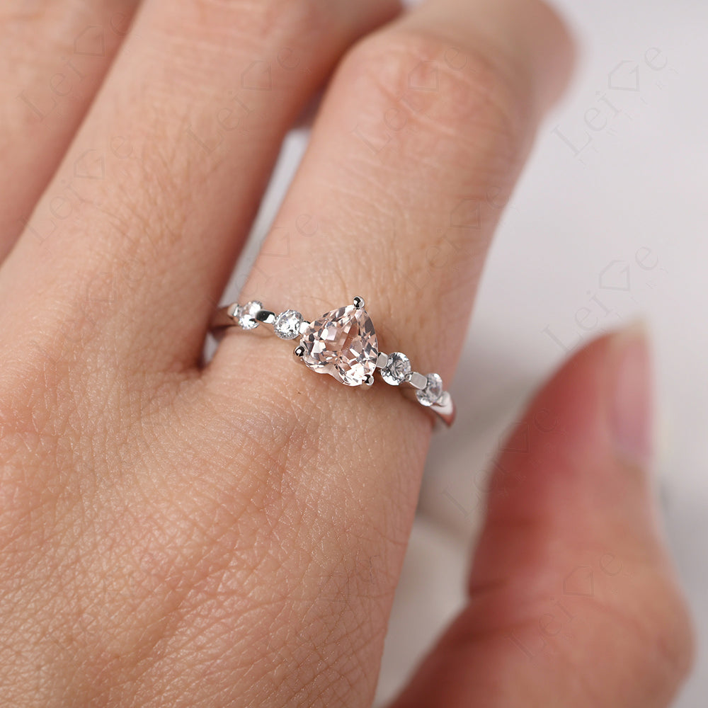 Dainty Heart Morganite Engagement Ring