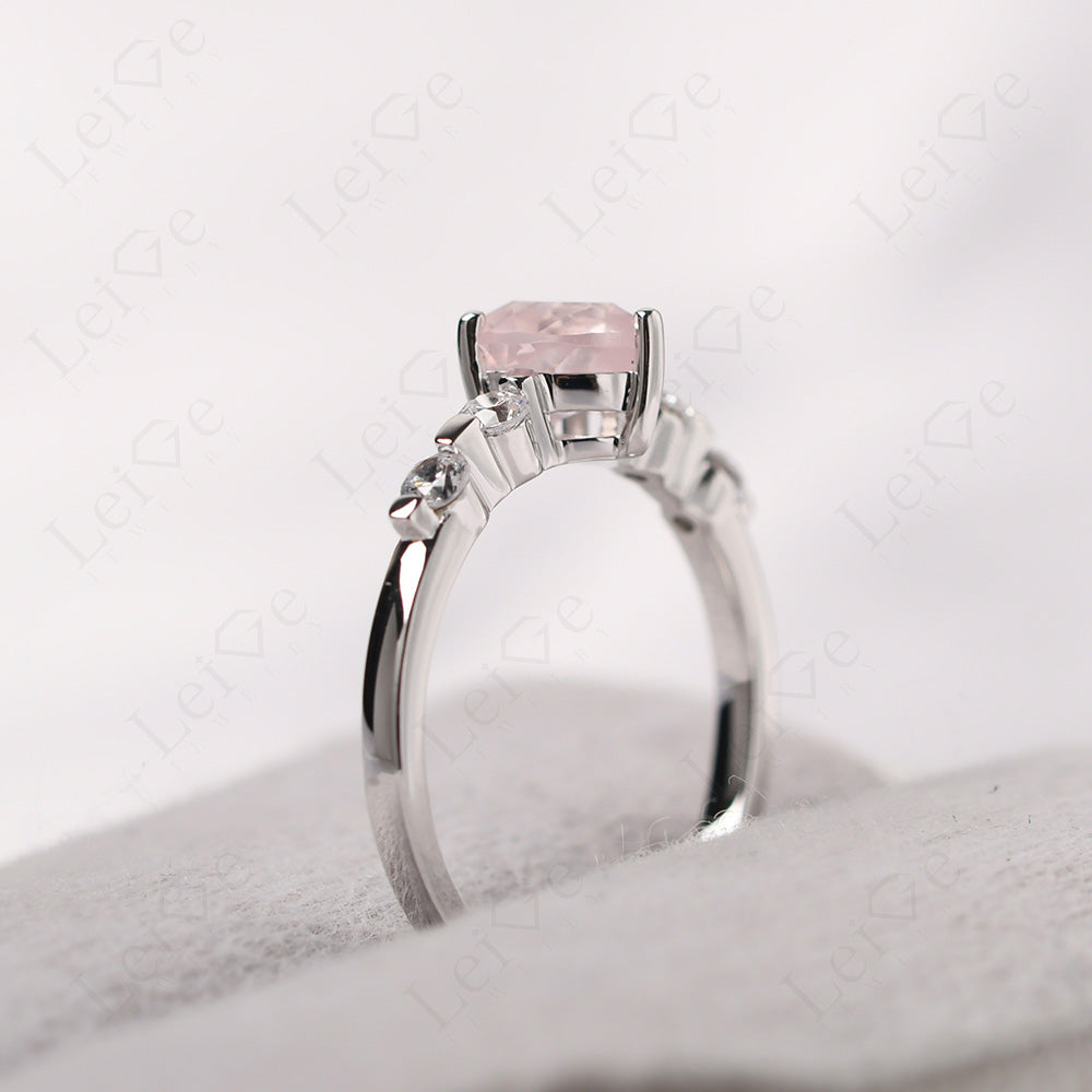 Dainty Heart Rose Quartz Engagement Ring