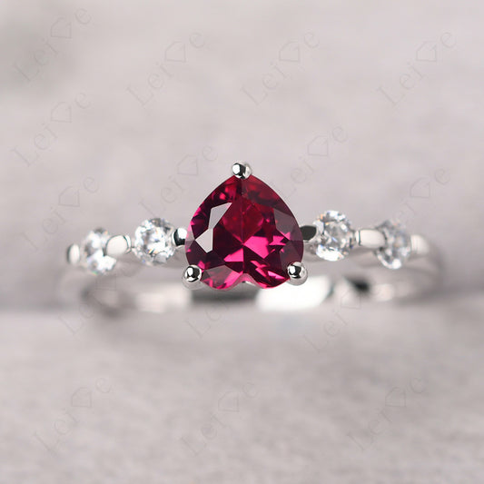 Dainty Heart Ruby Engagement Ring