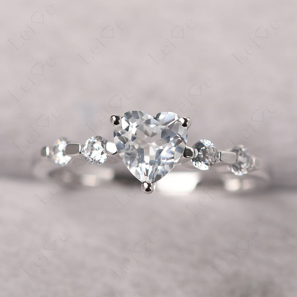 Dainty Heart White Topaz Engagement Ring