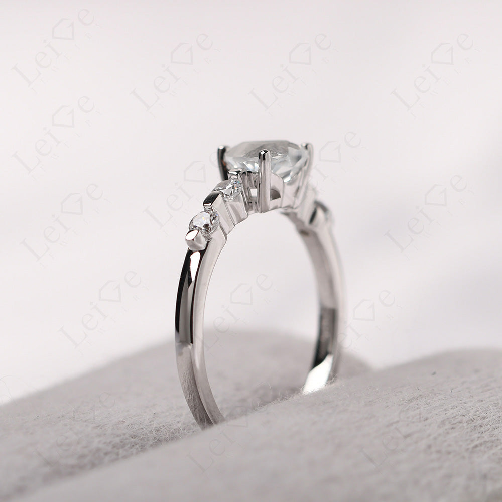Dainty Heart White Topaz Engagement Ring
