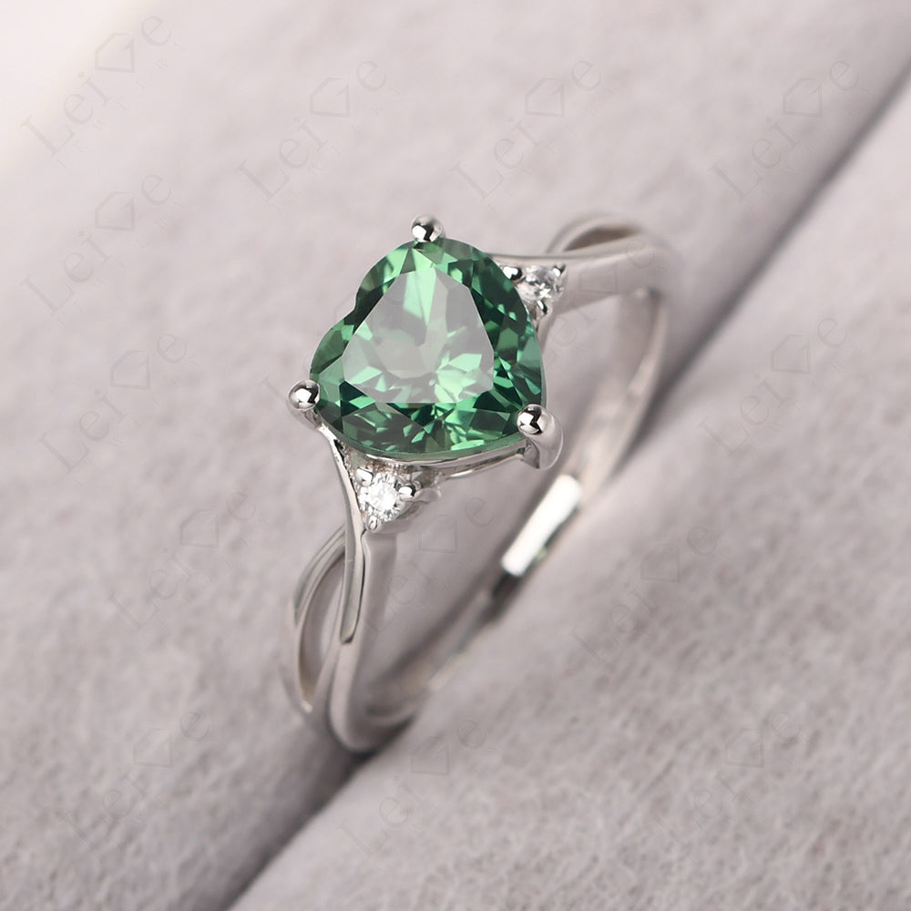 Heart Cut Green Sapphire Ring