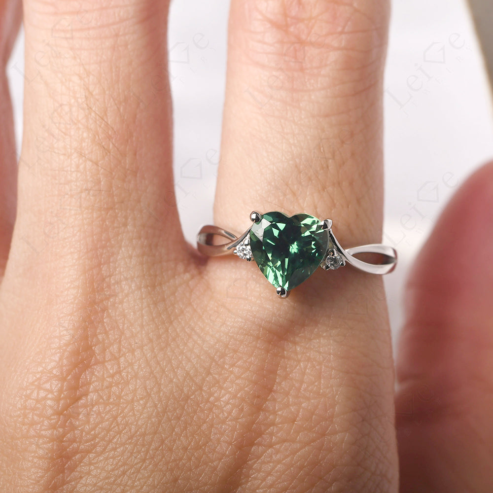 Heart Cut Green Sapphire Ring