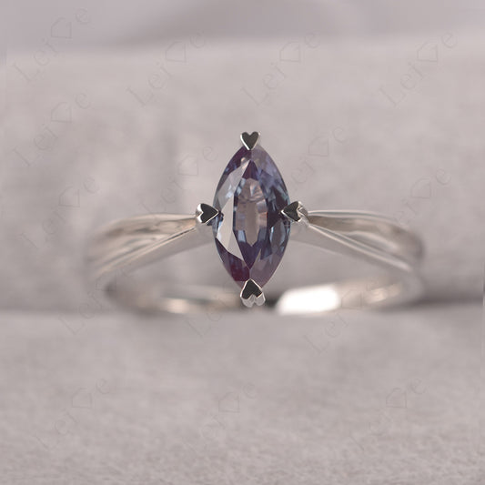 Alexandrite Wedding Ring Marquise Solitaire Ring