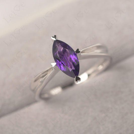 Amethyst Wedding Ring Marquise Solitaire Ring