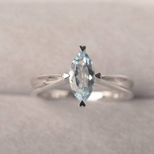 Aquamarine Wedding Ring Marquise Solitaire Ring