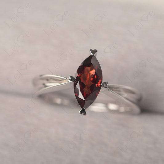 Garnet Wedding Ring Marquise Solitaire Ring