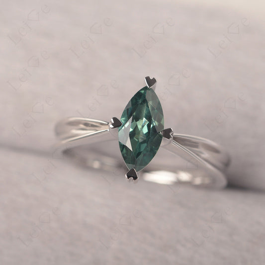 Green Sapphire Wedding Ring Marquise Solitaire Ring
