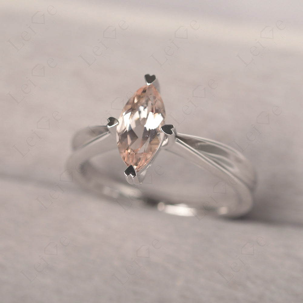 Morganite Wedding Ring Marquise Solitaire Ring