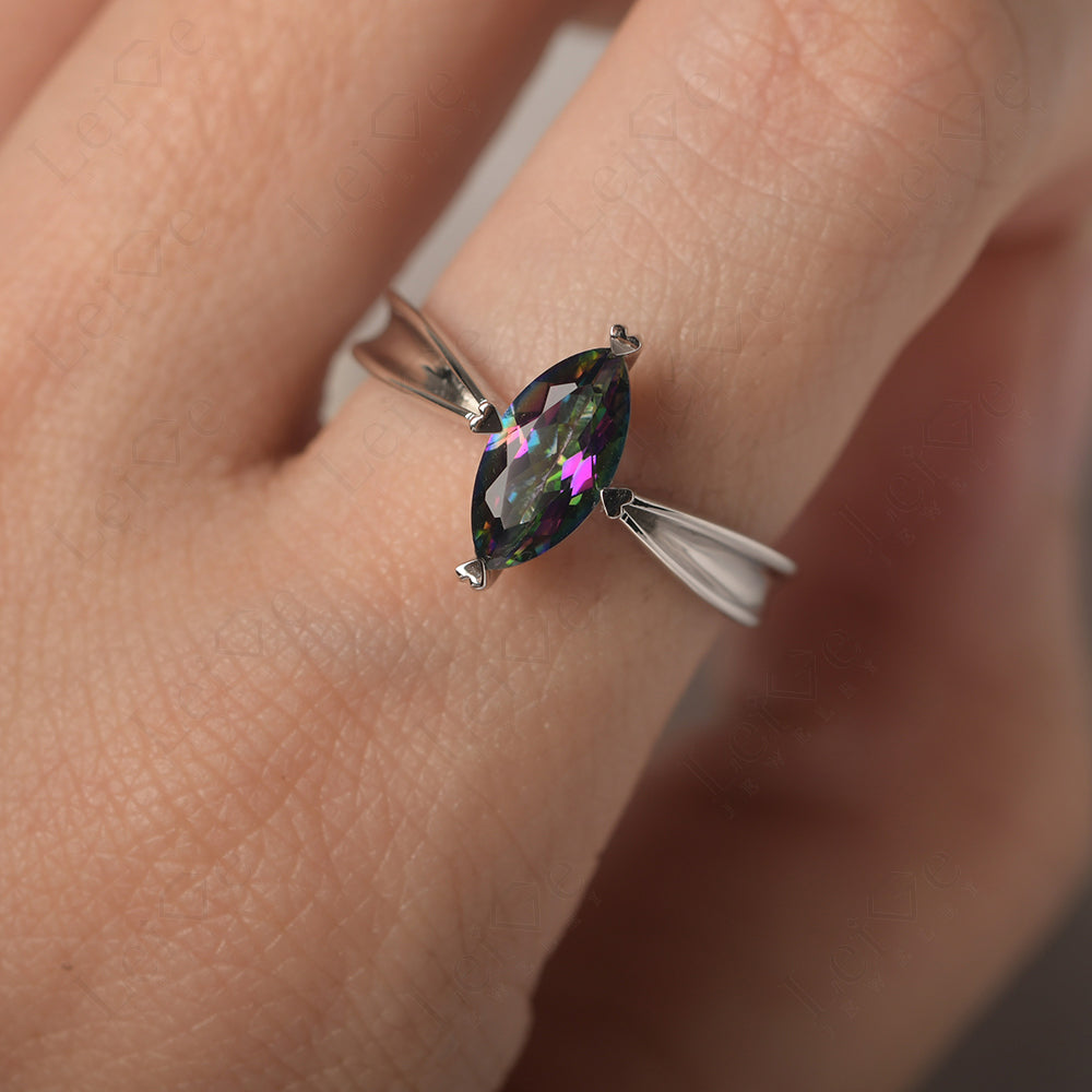 Mystic Topaz Wedding Ring Marquise Solitaire Ring