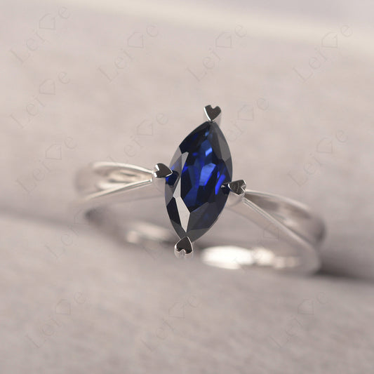 Sapphire Wedding Ring Marquise Solitaire Ring