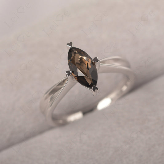 Smoky Quartz Wedding Ring Marquise Solitaire Ring