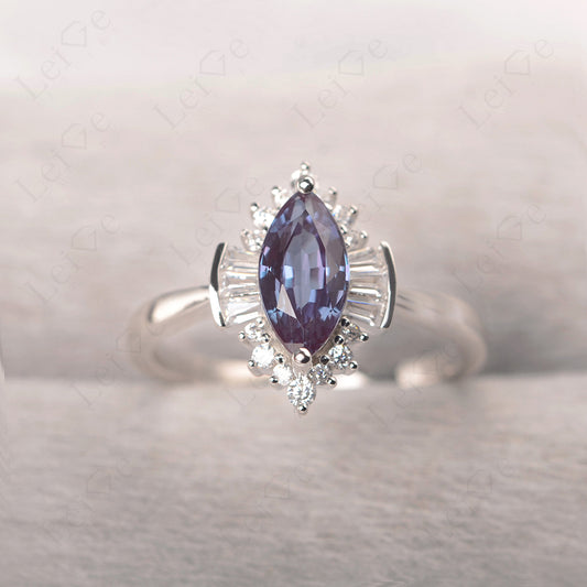 Marquise Alexandrite Engagement Ring White Gold