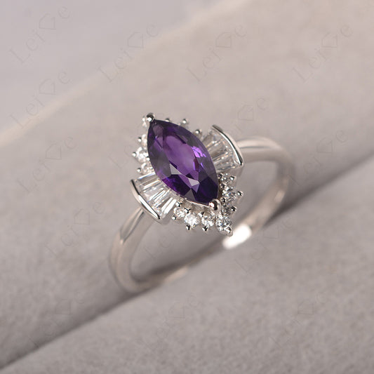 Marquise Amethyst Engagement Ring White Gold