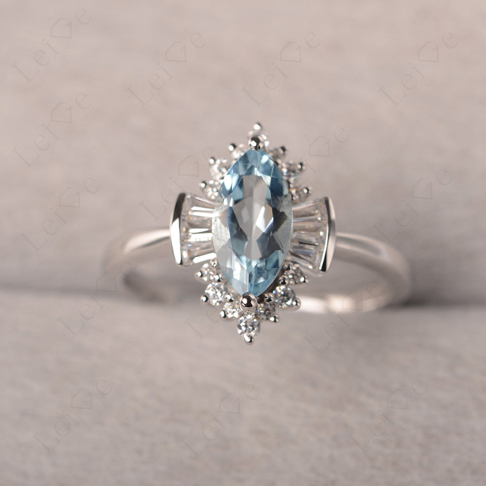 Marquise Aquamarine Engagement Ring White Gold