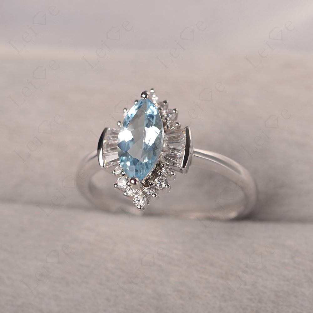 Marquise Aquamarine Engagement Ring White Gold