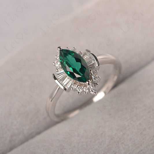 Marquise Emerald Engagement Ring White Gold