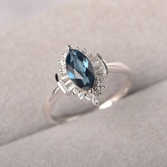 Marquise London Blue Topaz Engagement Ring White Gold