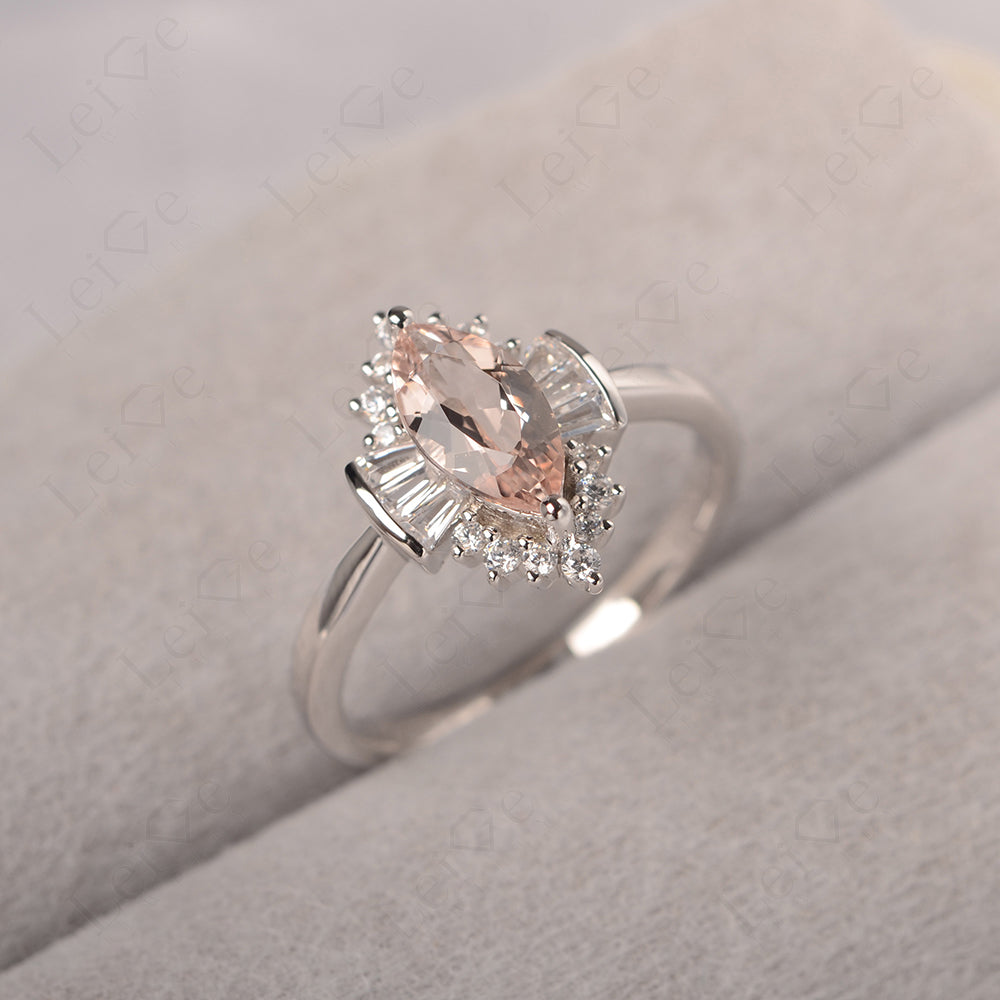 Marquise Morganite Engagement Ring White Gold