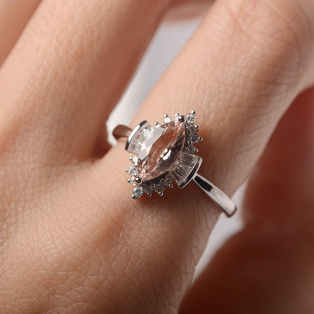 Marquise Morganite Engagement Ring White Gold