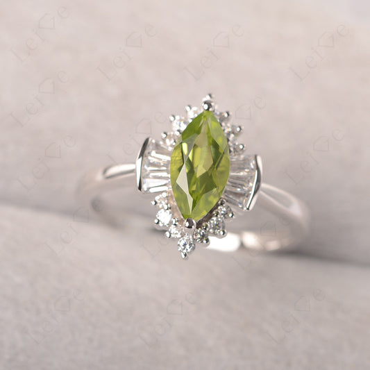 Marquise Peridot Engagement Ring White Gold